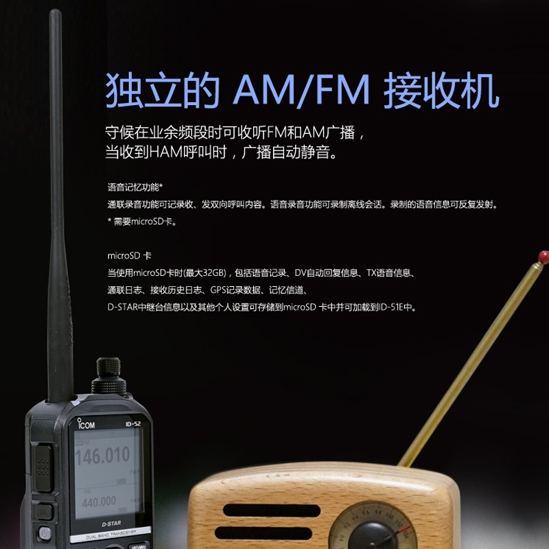 ICOM 艾可慕 ID-52E 手持对讲机D-STAR数字户外防水手台 新品旗舰 - 图0