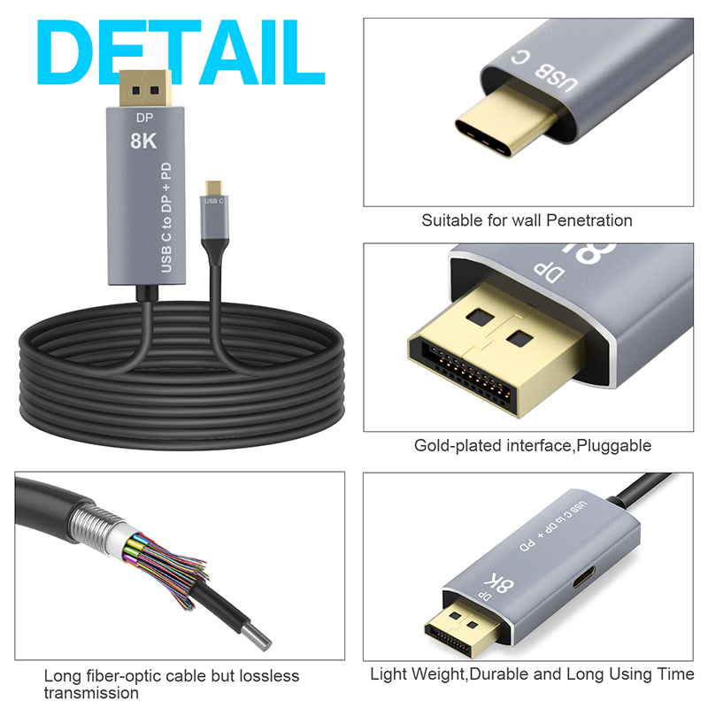 新品Type-C转DP线1.4版带PD充电笔记本连8K显示器高清线4K@144Hz2 - 图1