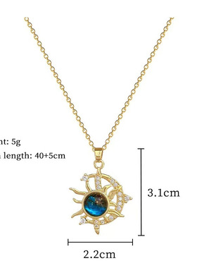 2025秋冬新款钛钢项链轻奢气质华丽满钻蓝色星球项链时尚星月项链