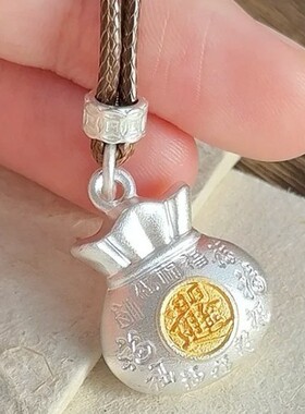 爆款百福钱袋双面实心新年钱多多礼物毛衣链长款项链女士吊坠配饰