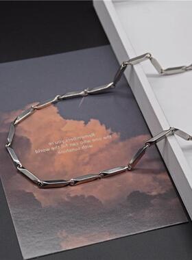 东菊2022年钛钢锁骨颈链简约百搭不掉色嘻哈基础款竹节项链男银色