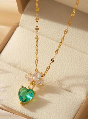 帕拉伊巴水晶钛钢项链女百搭轻奢感网红锁骨链不掉色饰品