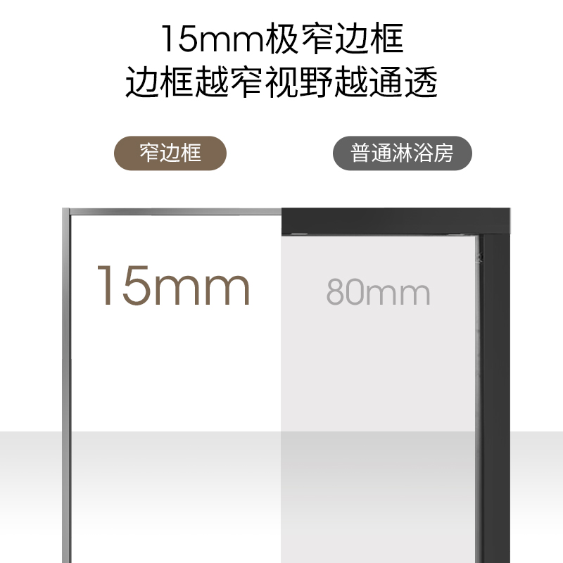 心海伽蓝钻石型极简淋浴房隔断浴室推拉门屏风干湿分离玻璃门浴屏