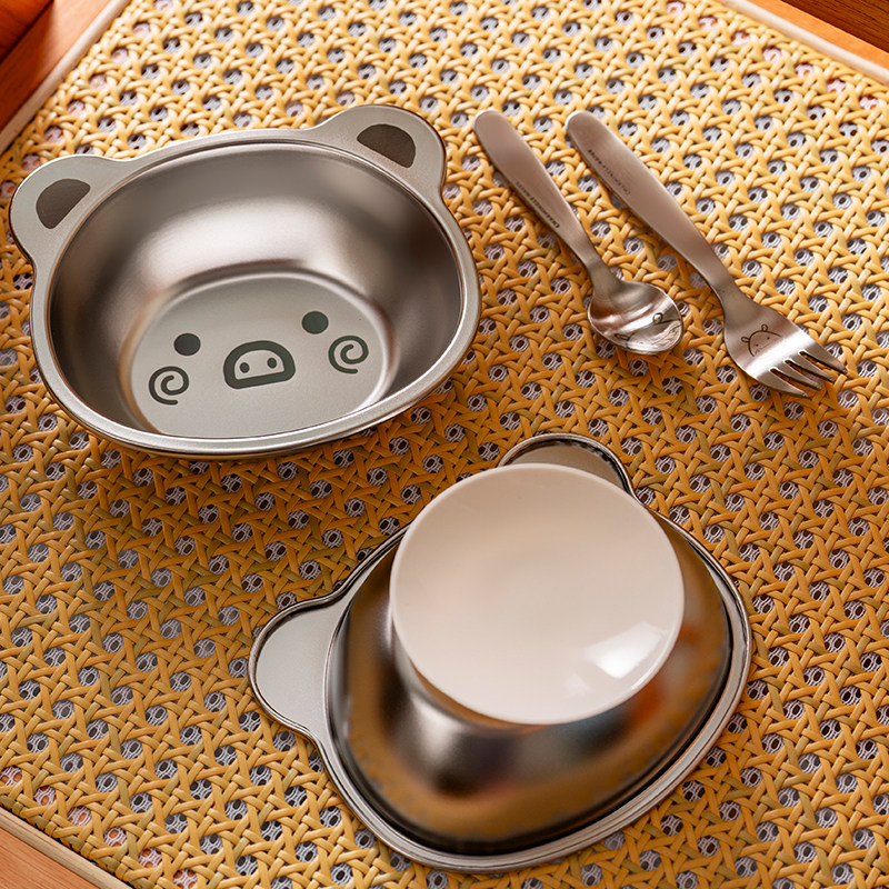 onlycook儿童碗带吸盘宝宝专用辅食碗304不锈钢防滑餐盘婴儿餐具,淘宝优惠券,粉丝福利购,淘宝优惠卷