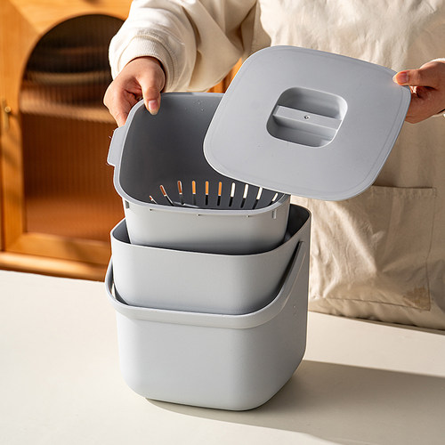 onlycook厨房厨余垃圾桶收集桶手提湿垃圾桶干湿分离收纳桶卫生桶 - 图2