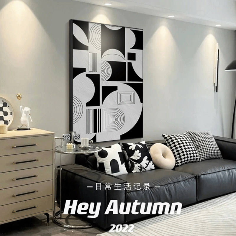 客厅装饰画现代简约沙发背景墙大幅落地画黑白抽象高级感玄关挂画,淘宝优惠券,粉丝福利购,淘宝优惠卷