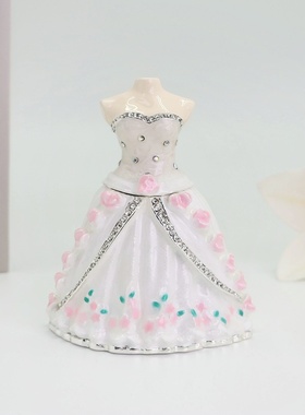 珐琅工艺合金晚礼服装饰盒摆件