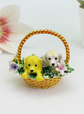 花篮狗珠宝盒创意礼品小摆件