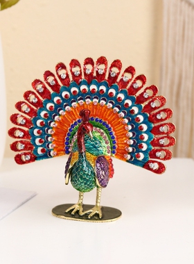 合金孔雀摆件创意乔迁礼品