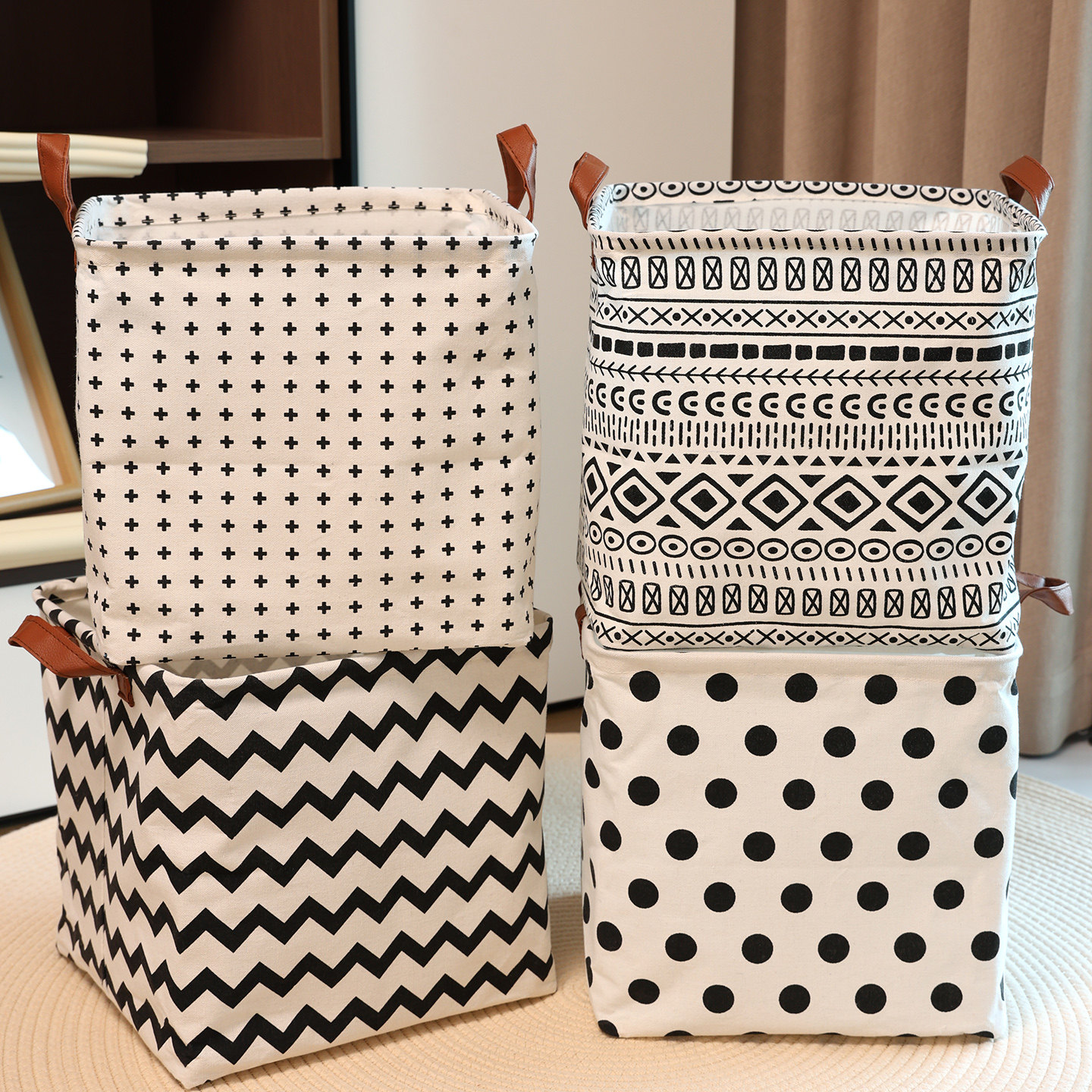 杂物收纳筐棉麻布艺化妆品收纳篮玩具整理箱折叠格柜收纳盒29x29,淘宝优惠券,粉丝福利购,淘宝优惠卷