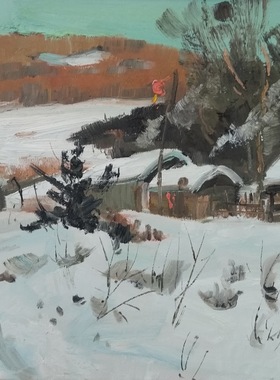 手绘花卉新中式风客餐厅油画作品