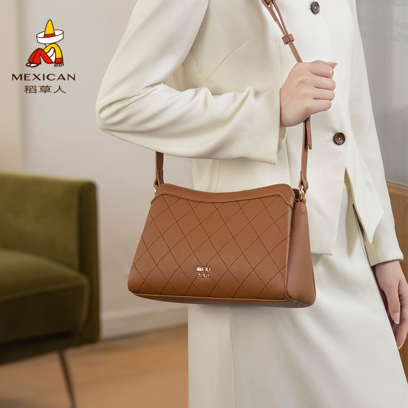 稻草人包包菱格休闲单肩斜挎包2025新款潮百搭时尚单肩女士小方包,淘宝优惠券,粉丝福利购,淘宝优惠卷