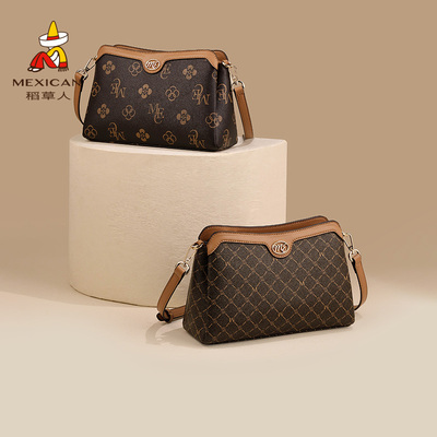 【稻草人】复古撞色简约洋气百搭斜挎包