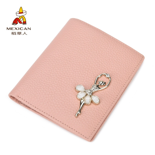 Короткий милый бумажник, кожаный кошелек, из натуральной кожи, в корейском стиле, воловья кожа