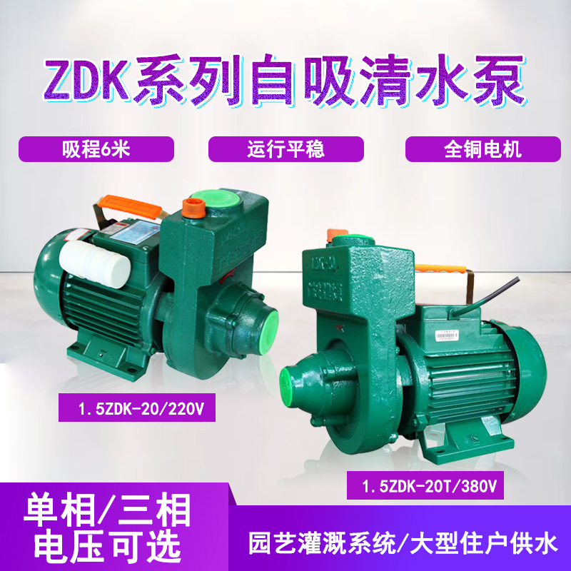 广东凌霄自吸泵1ZDK-14自来水加压屋顶水塔供水增压单相抽水泵 - 图0