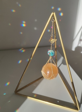 水晶球底座定制桌面摆件客厅玄关装饰品黄铜桌面风铃梦幻礼物创意