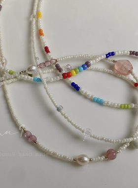 『特』叠戴神器极细百搭首饰原创手作小众串珠彩虹捷克水晶项链