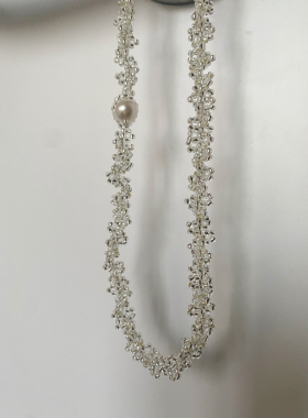 Sumu9手工原创百搭串珠银微闪施家珍珠颈链不规则手链项链饰品女