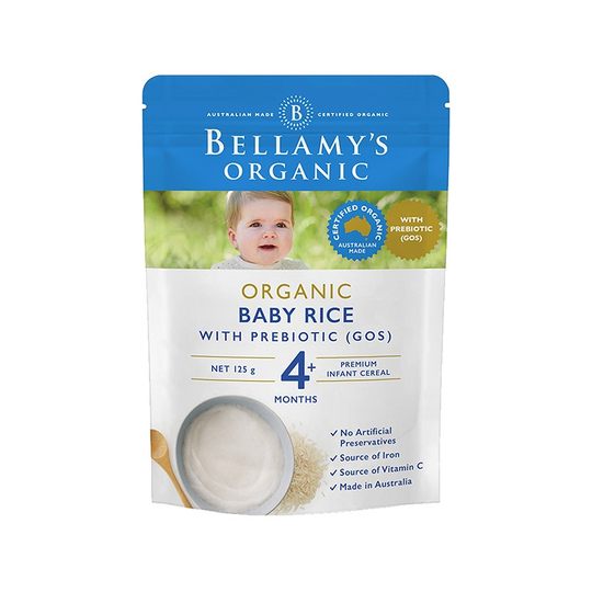 澳州BELLAMYS贝拉米4+5+6+婴儿米粉原味南瓜香草苹果奶糊125g/袋