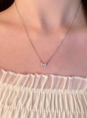 轻奢蝴蝶结小众不锈钢坠链东韩国