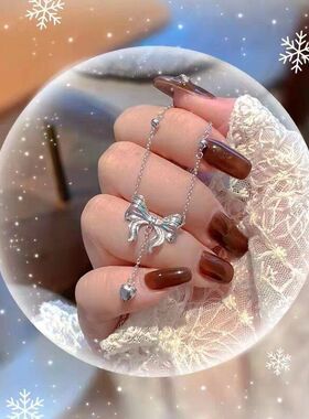 气质蝴蝶结项链吊坠ins高级锁骨