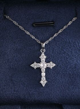 轻奢气质时尚小众热卖ins十字架吊坠闪钻简约跨境设计项链