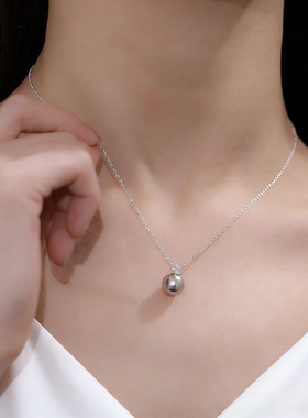 纯银项链珍珠链百搭S999颈链