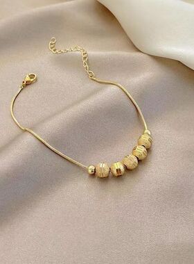 转运珠手链简约磨砂时尚五福临门手链女小众设计手饰复古