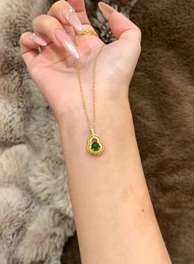 项链百搭福禄链金绿小女绿锆石