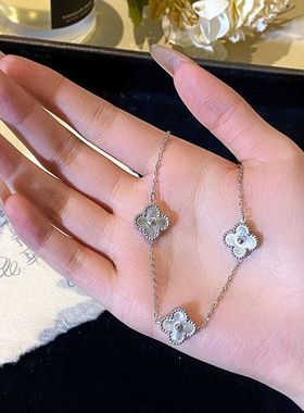 花项链女纯银999配饰锁骨链首饰