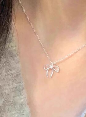 甜美简约蝴蝶结锁骨链潮项链女