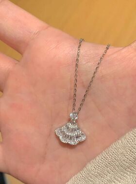 吊坠公主裙设计感扇形满钻银色