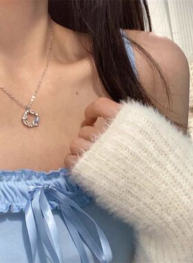 圆形玫瑰花轻奢郁金香花环项链