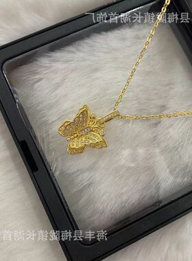 女高级感设计宫廷风花丝蝴蝶颈链百搭时尚吊坠古法金女友项链送