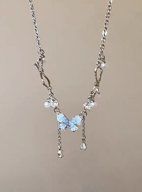 钢钛女高级感锁骨链冰晶版本夏季