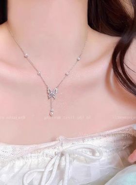 钢项链女纯银999配饰锁骨链首饰