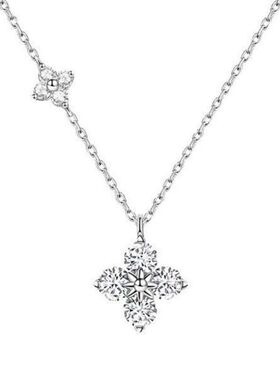 四叶轻奢新款百搭项链锆石链花朵