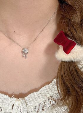 锆石女颈链锁骨轻奢猫咪新款可爱