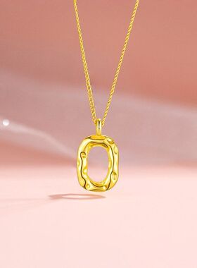 女轻甜甜设计感锁骨不规则圈奢小众椭圆形不锈钢秋冬项链链金灿灿