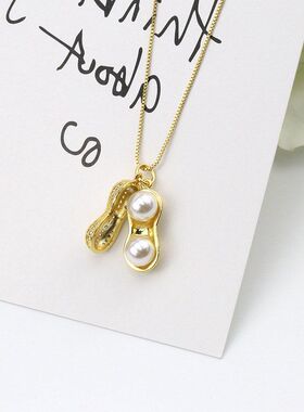 锁骨珍珠吊坠新款链花生个性饰品