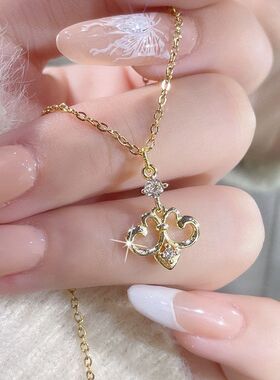 潮女花朵锁骨法式轻奢不锈钢气质