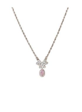 粉色链代清新甜美颈女项链蝴蝶结