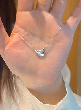 拉丝设计甜美锁骨蝴蝶链小众小