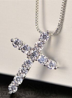 项链吊坠男女链十字架镶钻简约