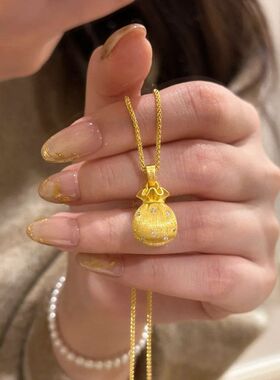 吊坠小福袋轻奢女拉丝新中式链