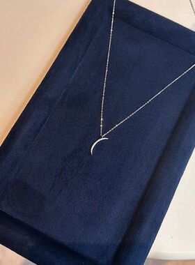 气质日唯美清新项链韩不锈钢精致链代发简约锁骨月亮锆石女吊坠小