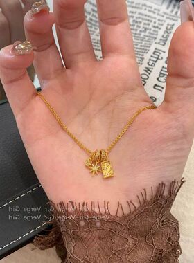 项链吊坠太阳花中古复古秋冬毛衣