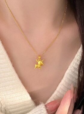 锁骨红奢网颈圣诞链小众不锈钢