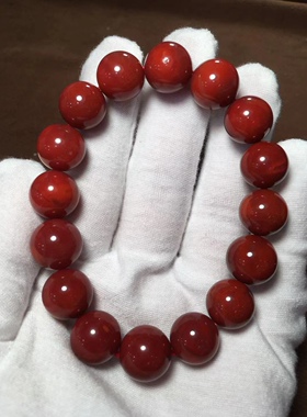 一物一拍 新年礼物 川料手串满色满肉玫瑰红 天然纹理 南红玛瑙