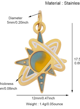 R49 304不锈钢  星星 月亮 太阳 星空 宇宙 眼睛 DIY项链配件